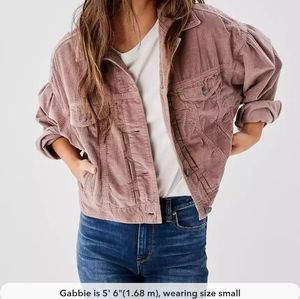 Mauve American Eagle Cropped Corduroy Shacket